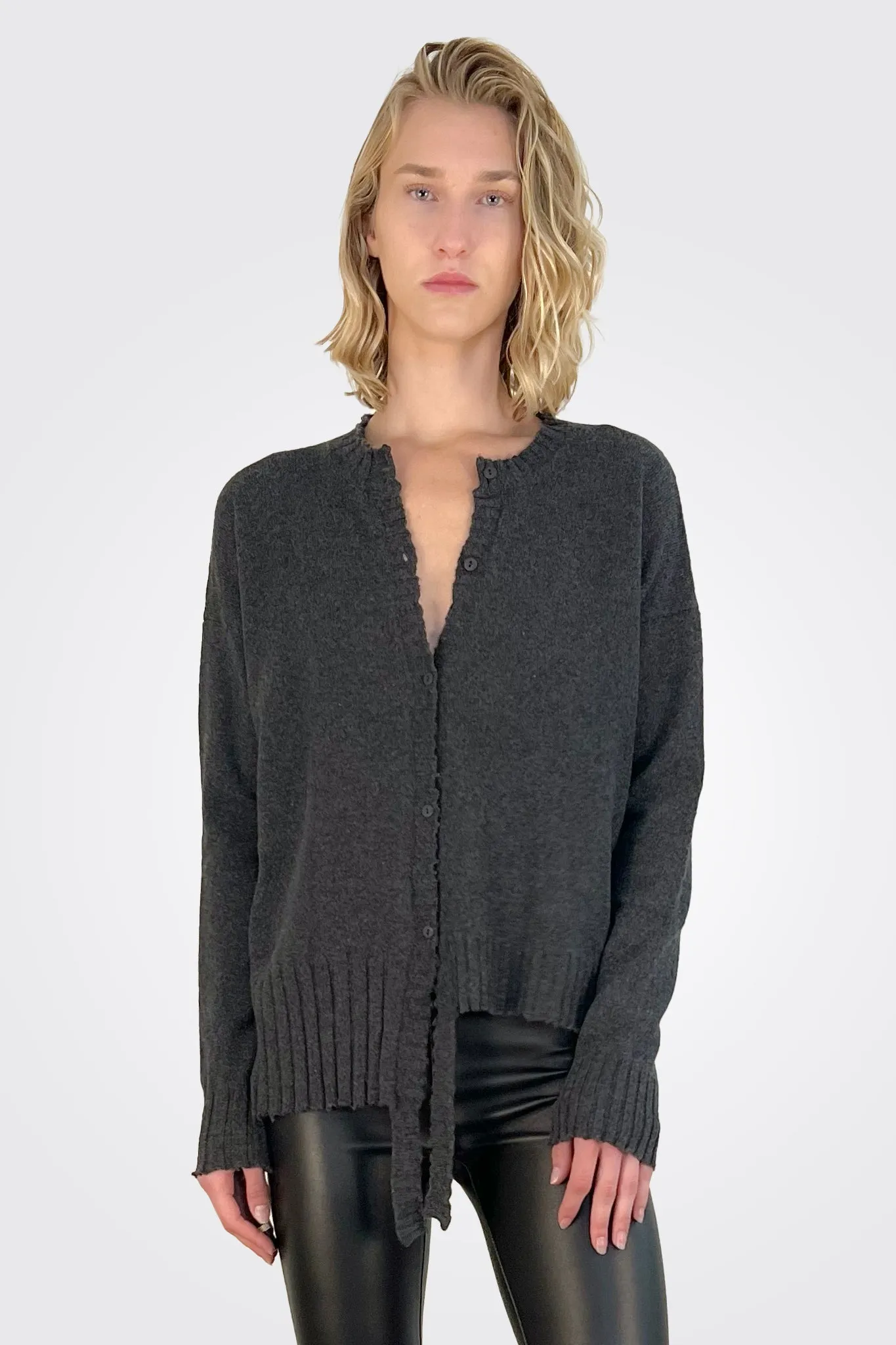 Asymmetrical Cardigan - Anthracite