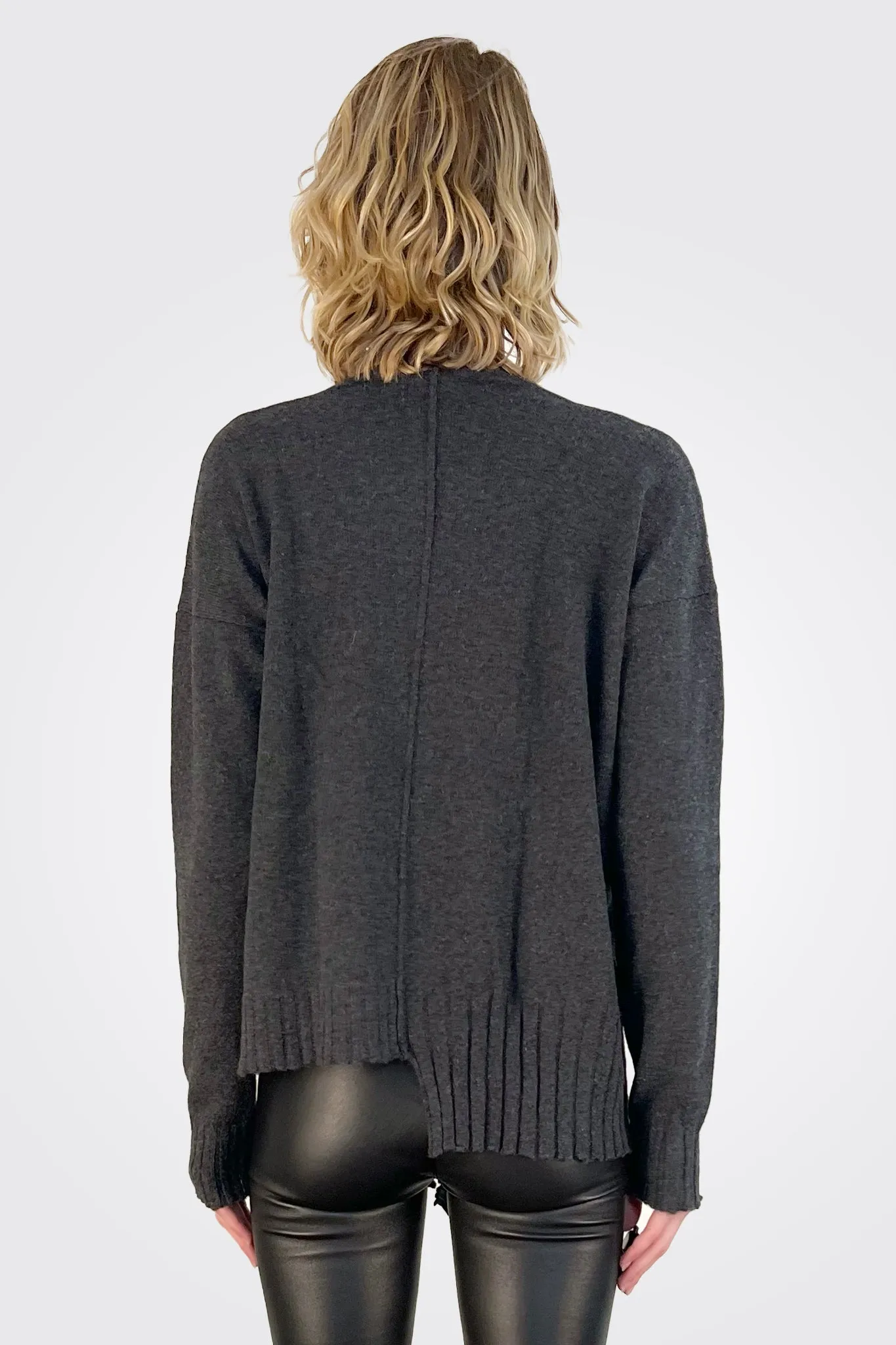 Asymmetrical Cardigan - Anthracite