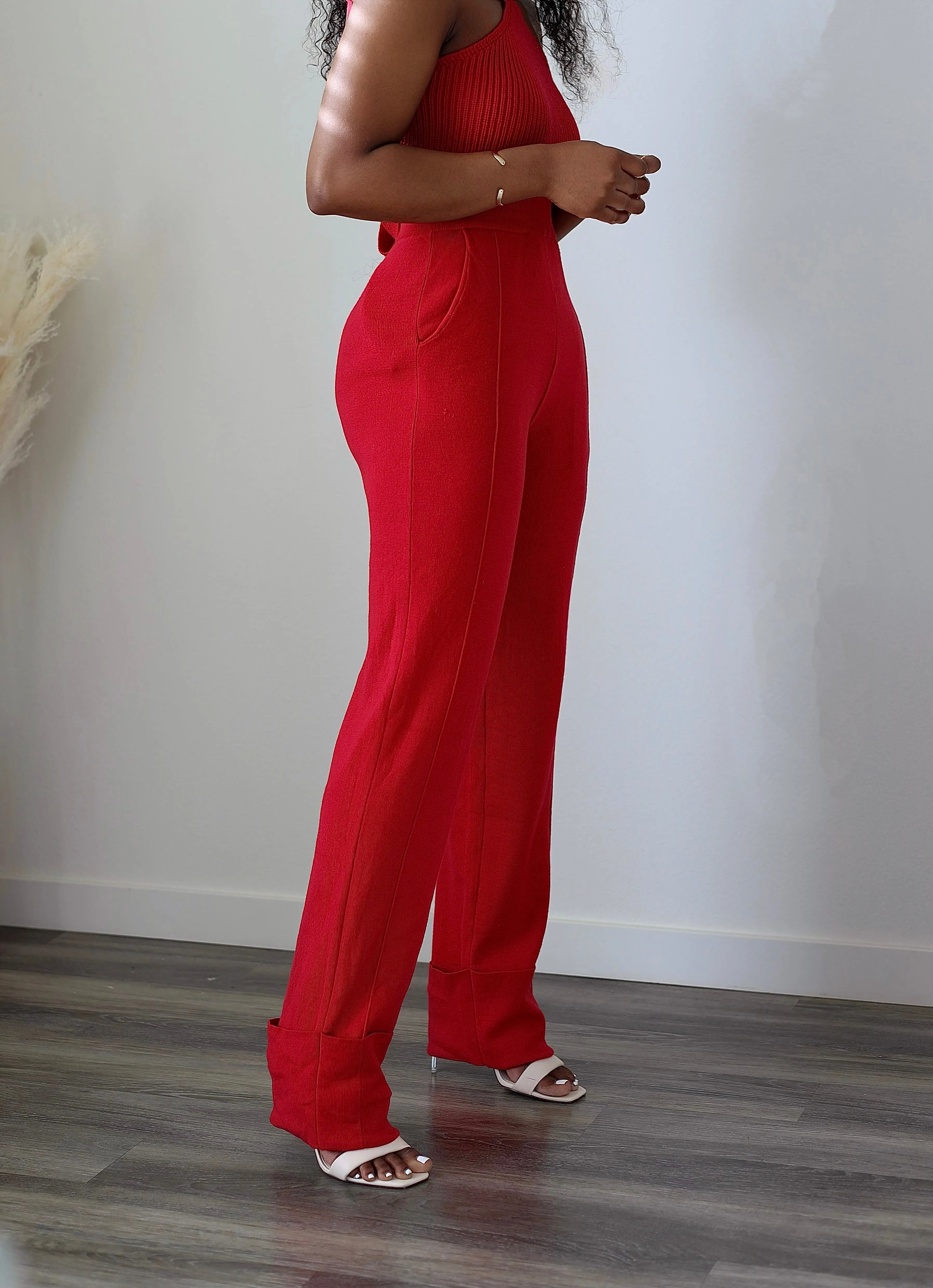 Becca Knit Pant Set || Red