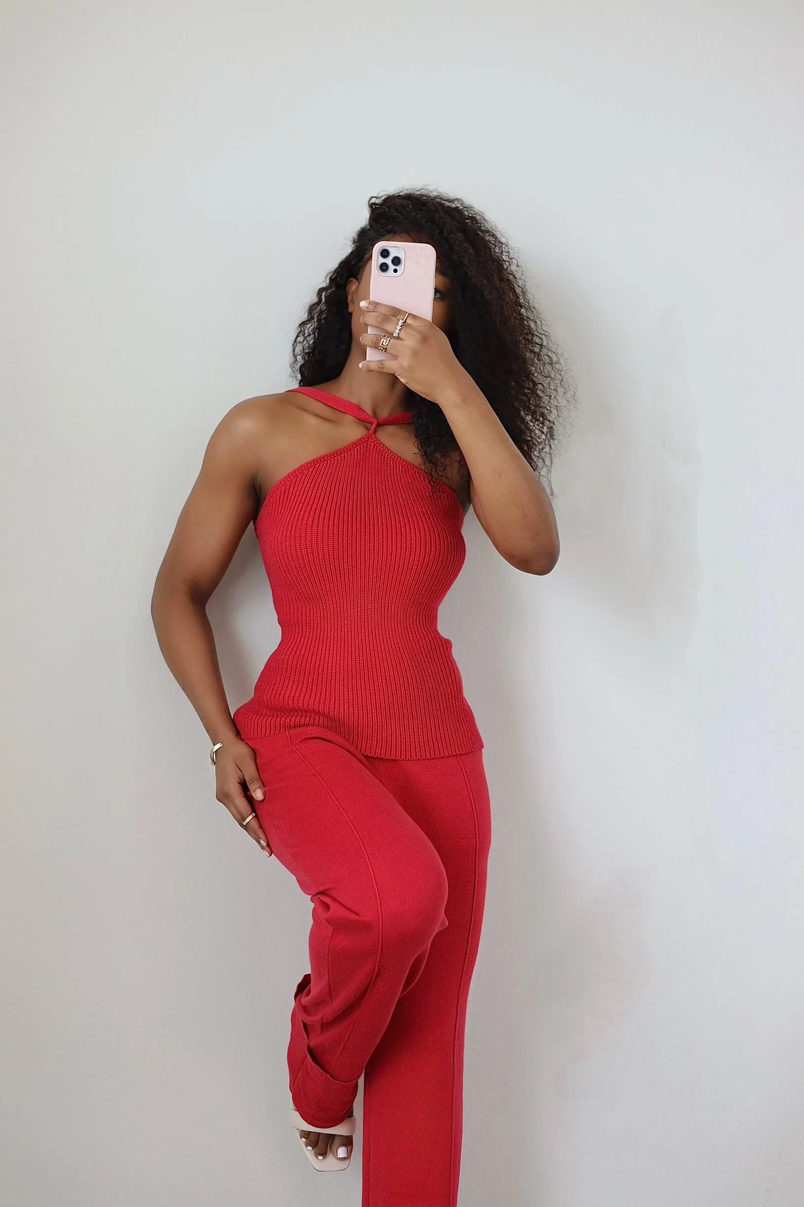 Becca Knit Pant Set || Red