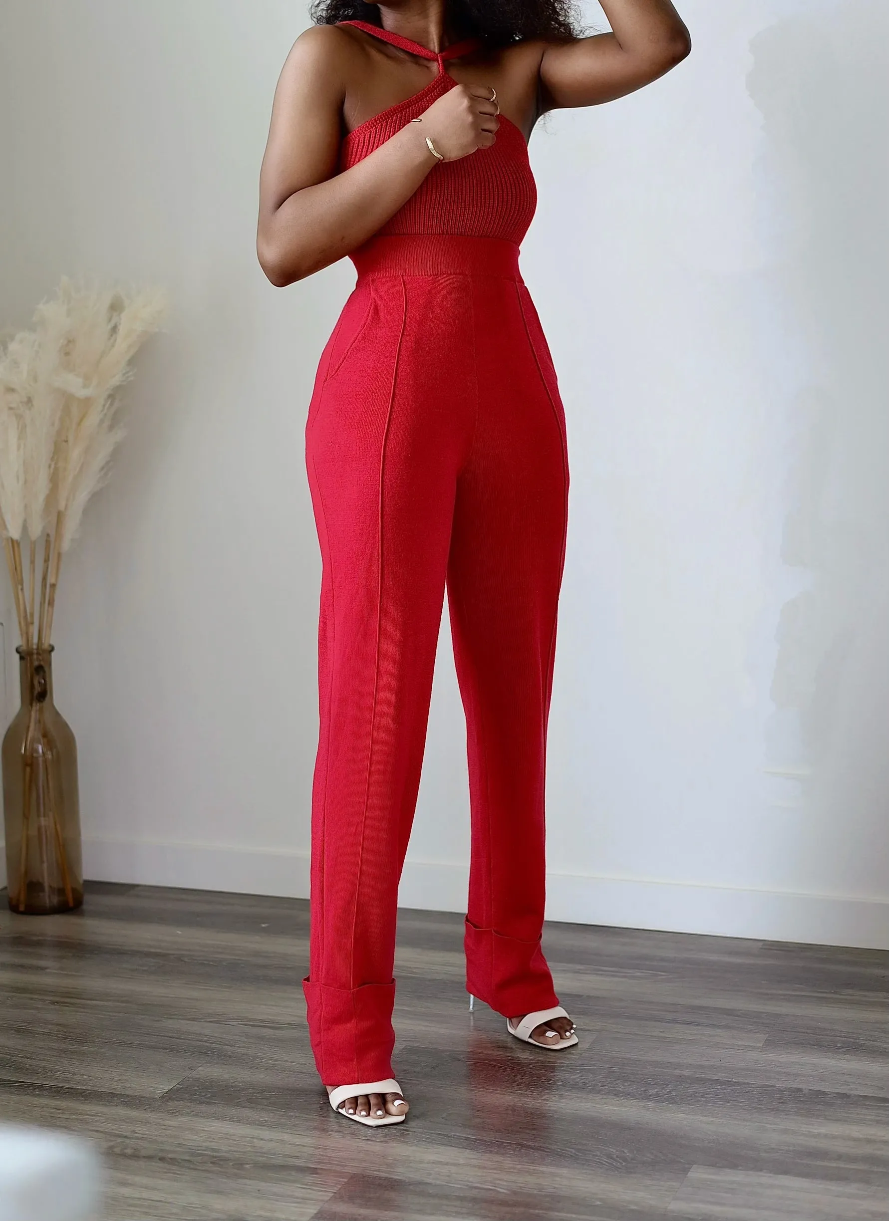 Becca Knit Pant Set || Red