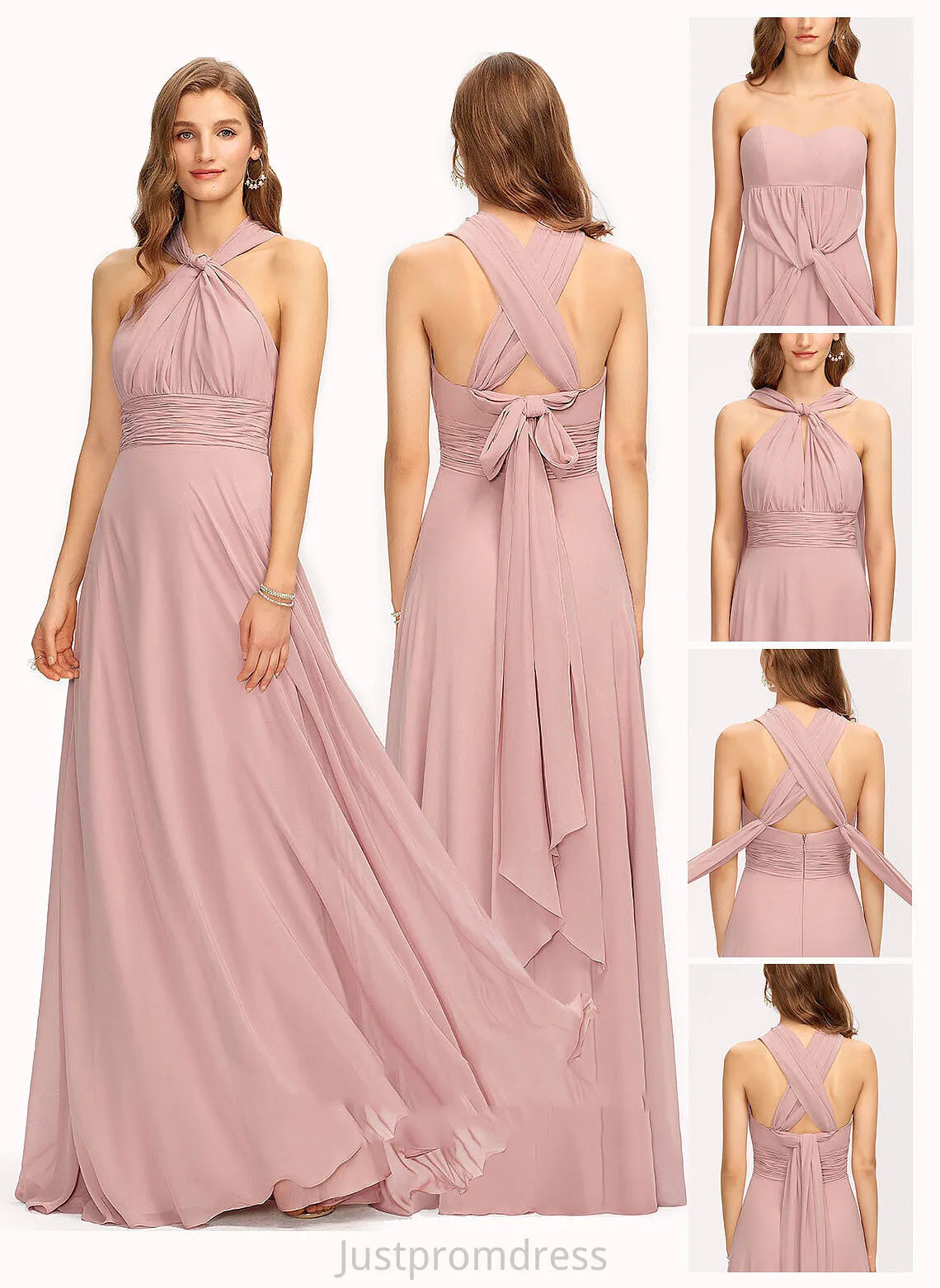 Dresses A-line Shoulder Mila Halter Chiffon One Formal Dresses V-Neck