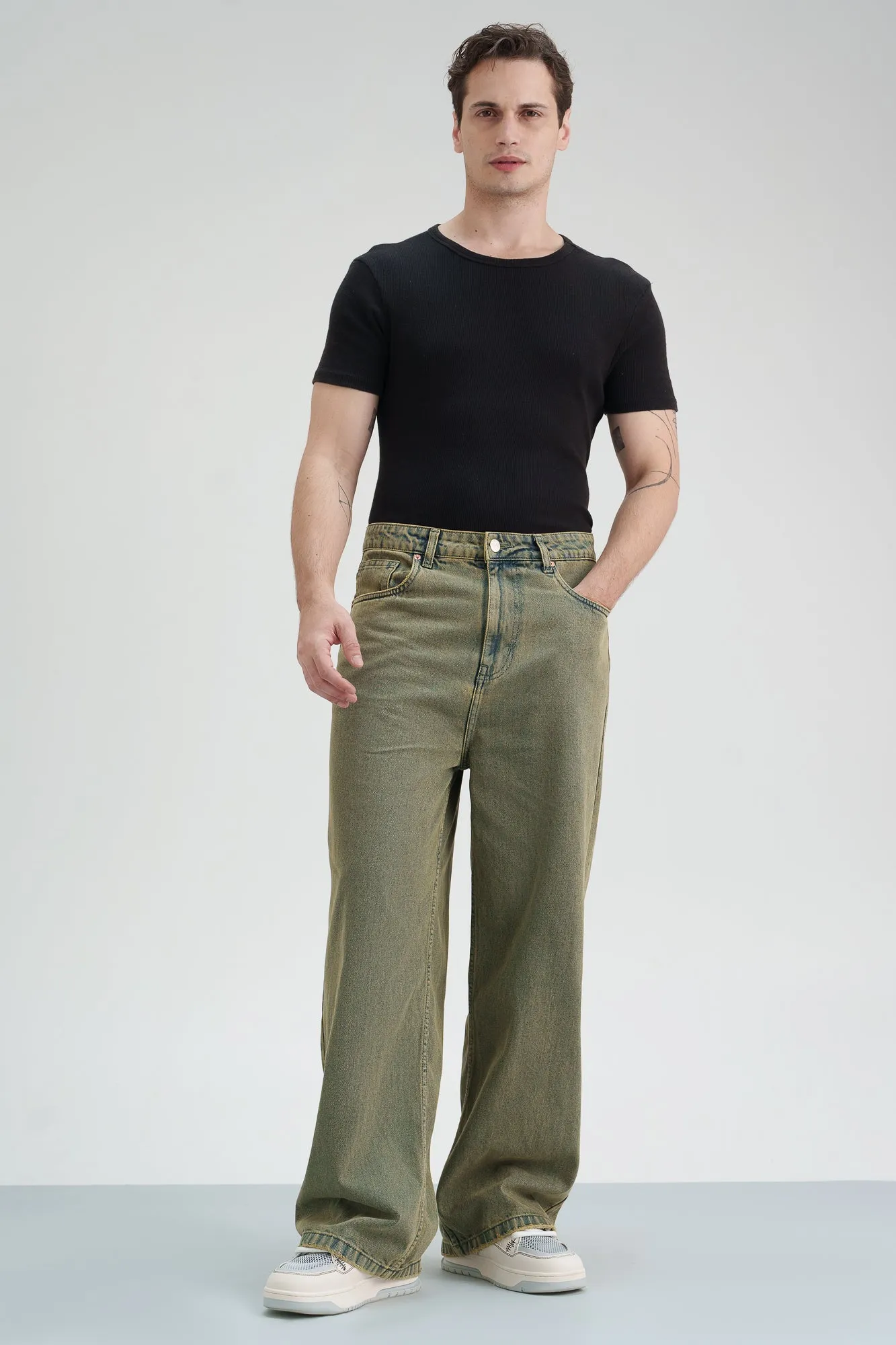 Fern Blue Men's Wide leg Jeans