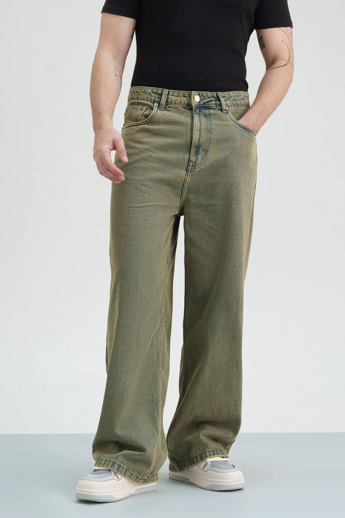 Fern Blue Men's Wide leg Jeans