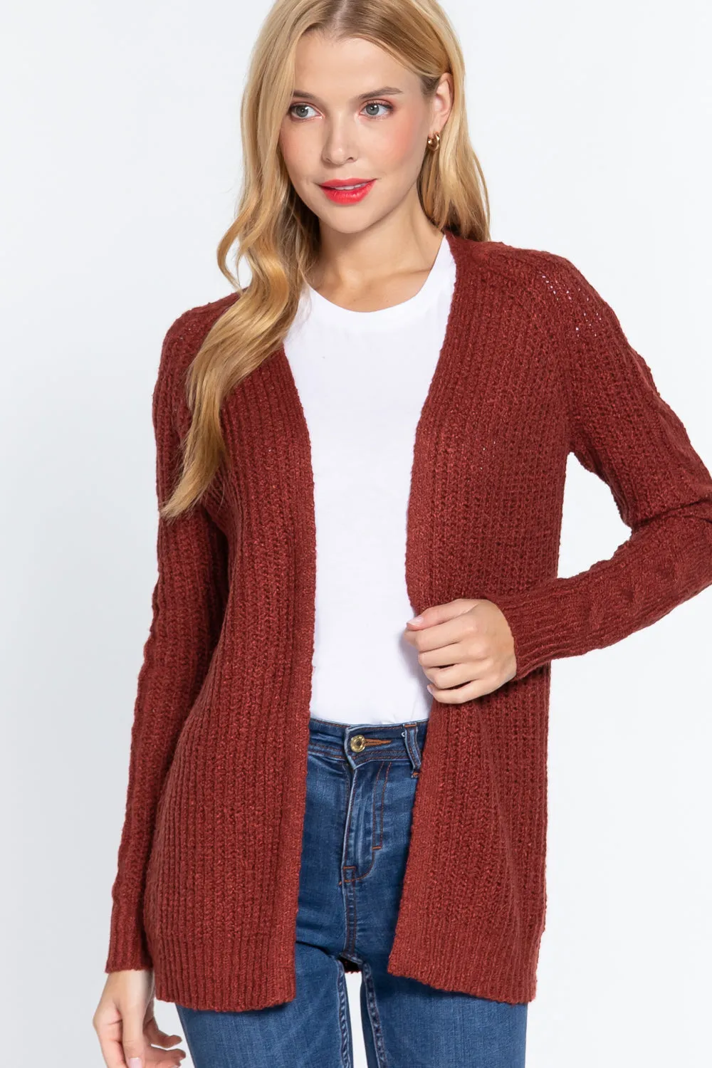 Long Sleeve Open Front Sweater Cardigan