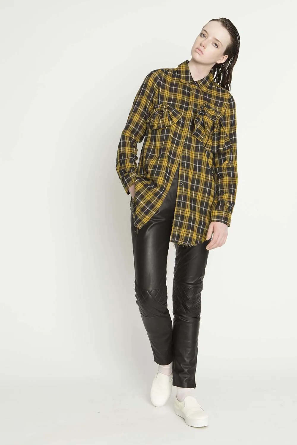 Mayhem Tee Dress - Yellow Check