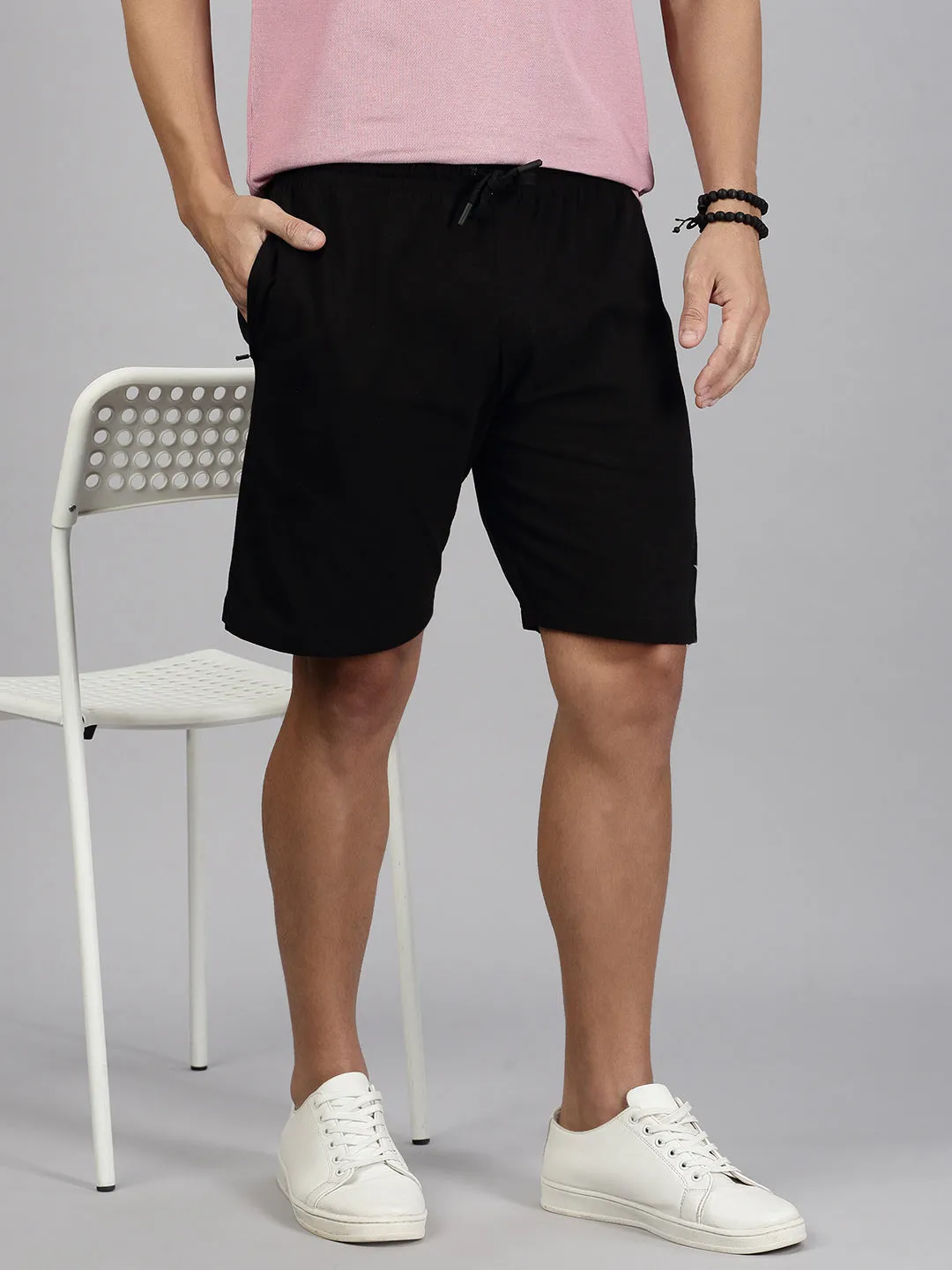 Men T-shirt and Shorts Combo Heather Rose with Black