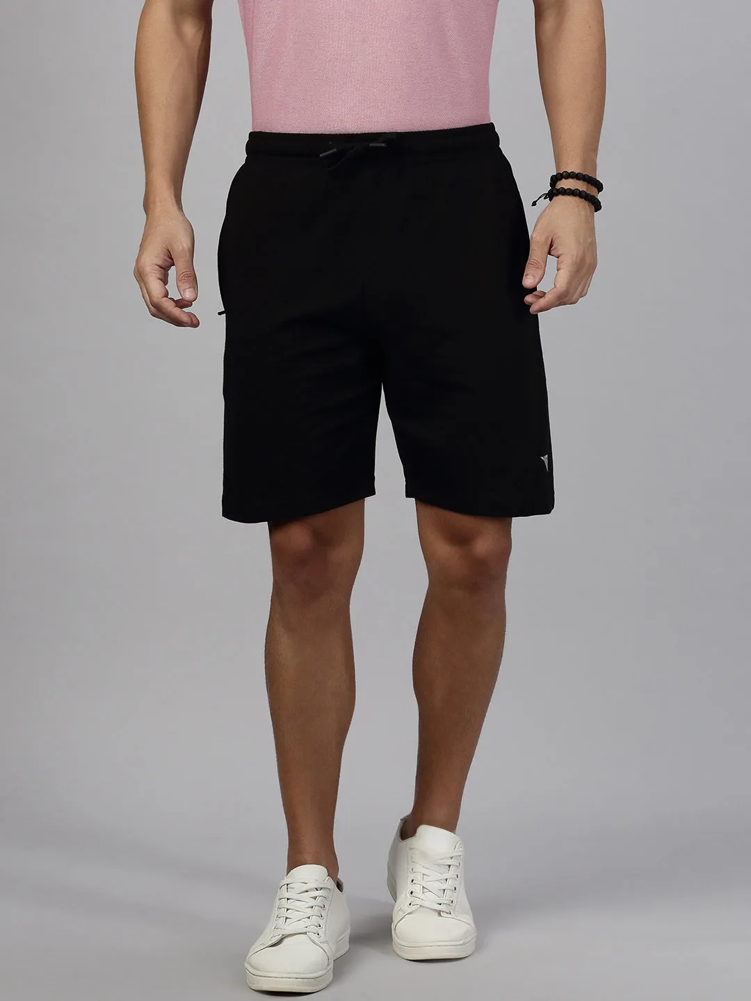 Men T-shirt and Shorts Combo Heather Rose with Black