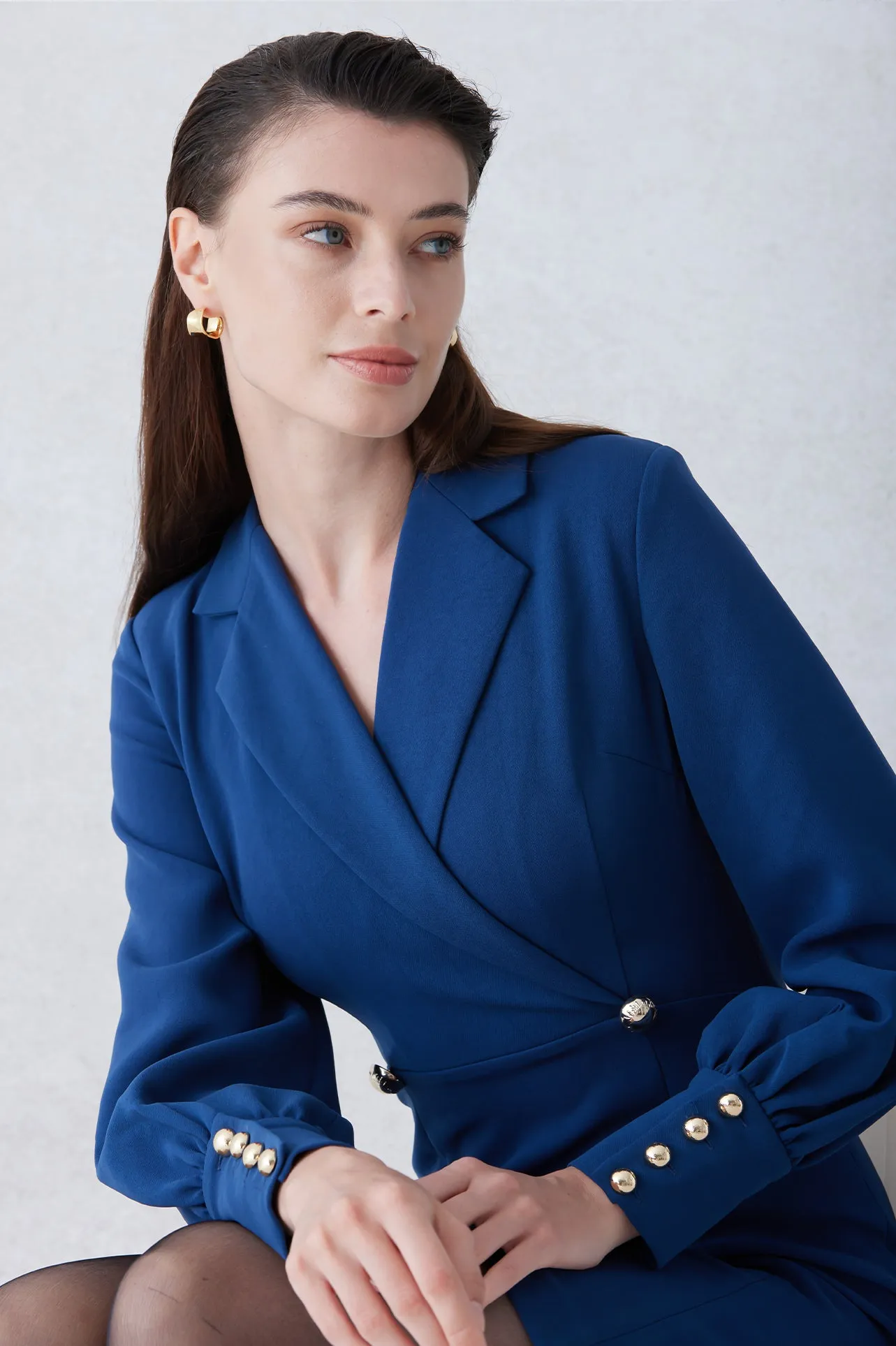 NAVY BLUE GOLD BUTTON DRESS