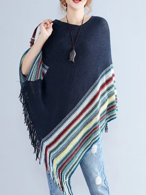 Patchwork Tassels Shawl Sweaters