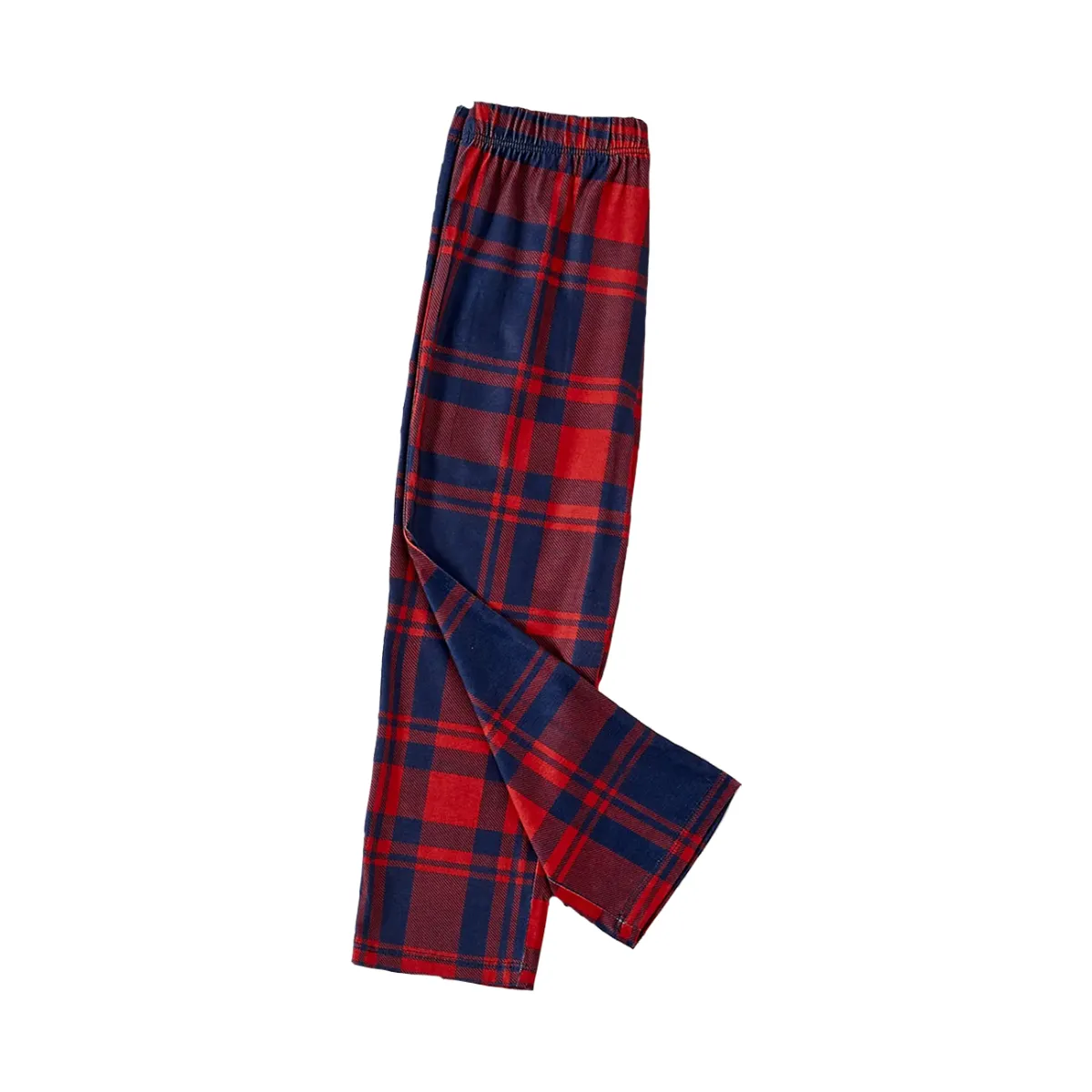 "Merry Christmas 2024" Text Prints Blue Long Sleeves Top with Red and Blue Plaid Pants Christmas Matching Pajamas