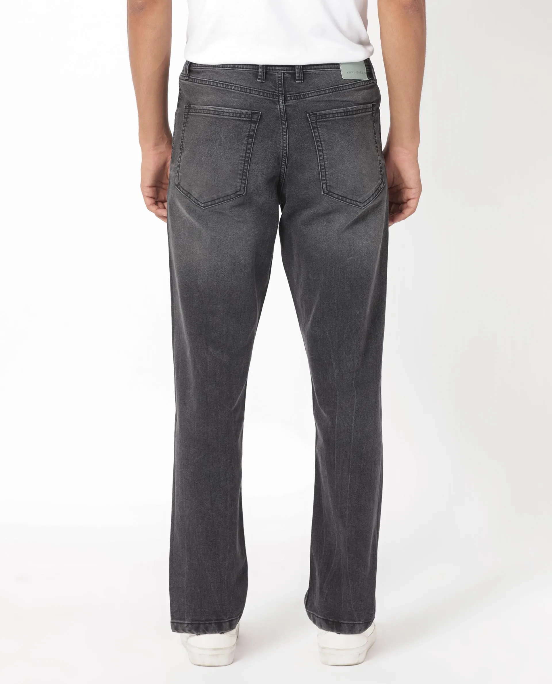 Rare Rabbit Men's Klune Black Mid Wash Mid-Rise Regular Fit Jeans