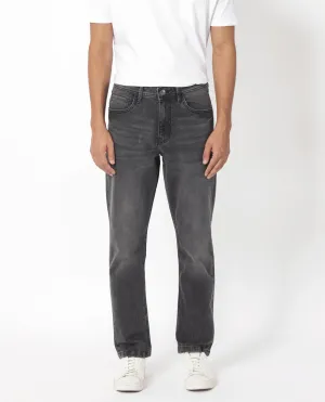 Rare Rabbit Men's Klune Black Mid Wash Mid-Rise Regular Fit Jeans
