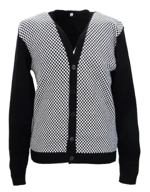 Relco Classic Retro Black and White Checkerboard Cardigan