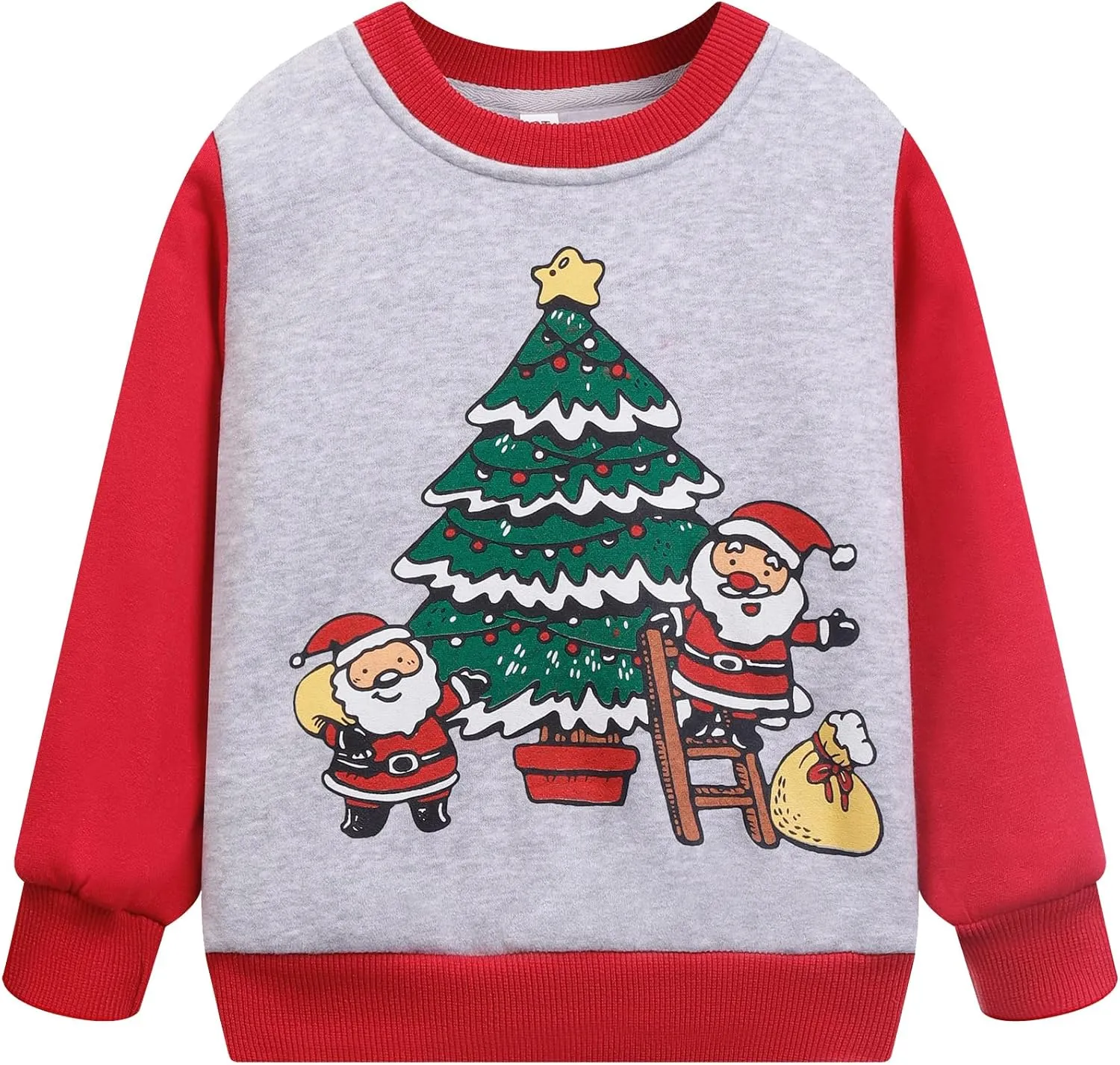 RETSUGO Toddler Boys Christmas Sweatshirts Kids Ugly Sweaters Reindeer Long Sleeve Xmas Fleece Pullover Tops Trucks Shirts