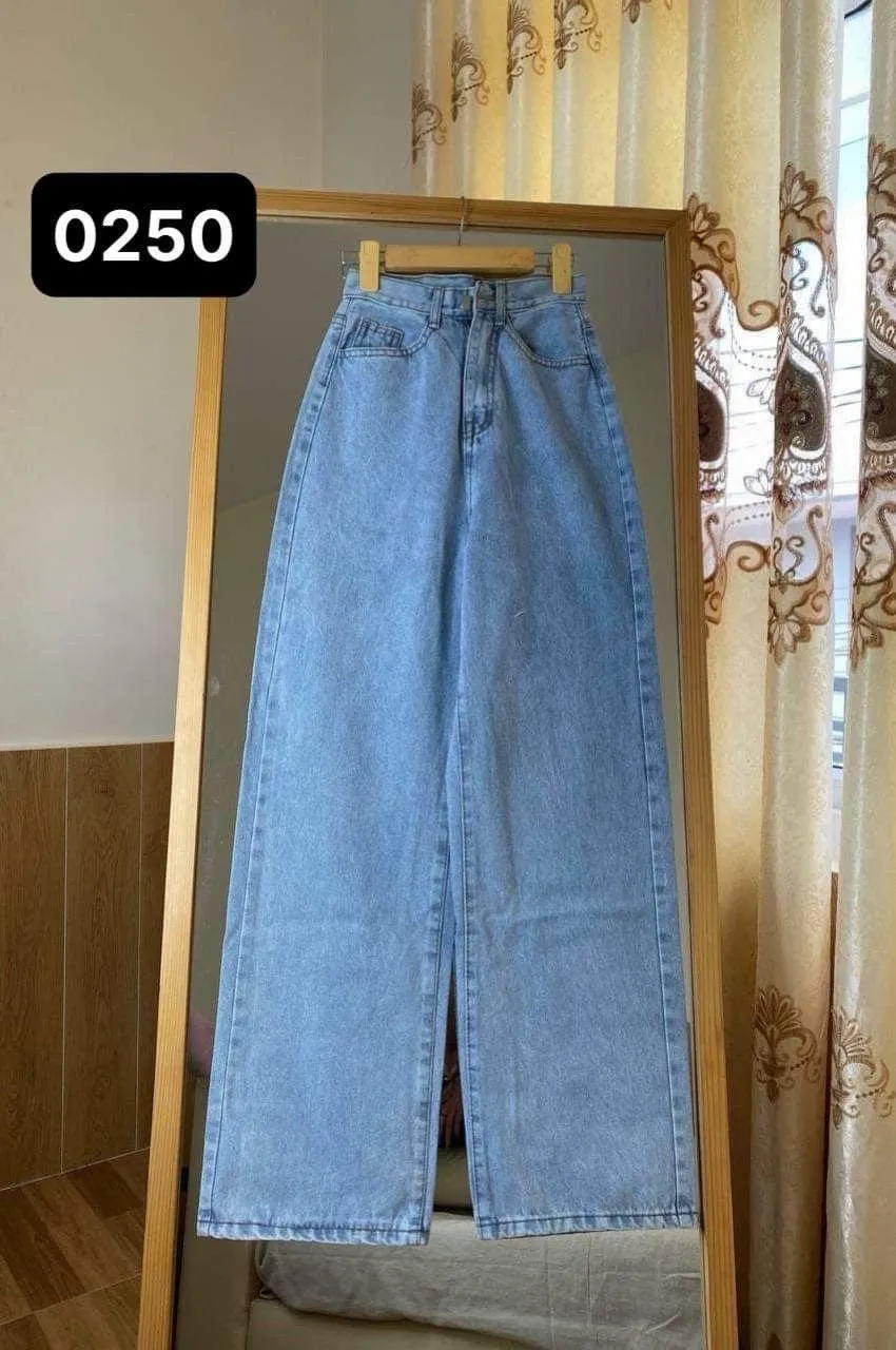 Rough blue wide leg jeans