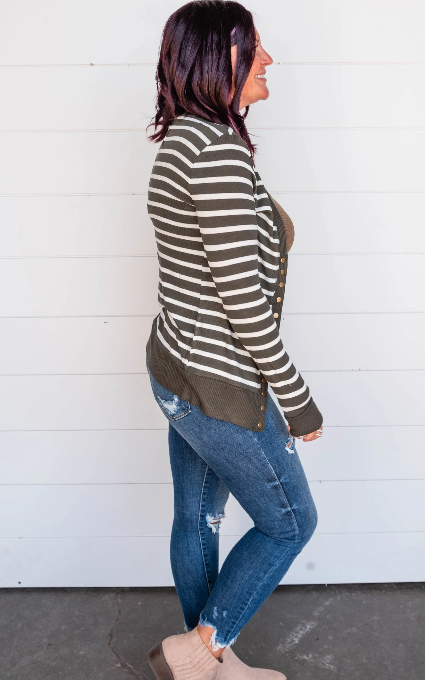 Sara's Steals and Deals: Striped Snap Front Cardigan - Part 2 - Final Sale