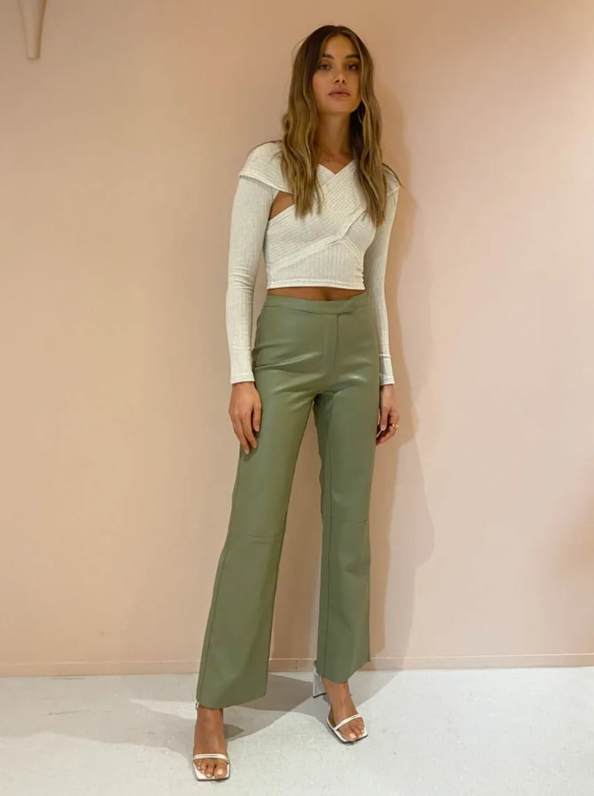 Sovere Influence Leatherette Pant in Green Tea