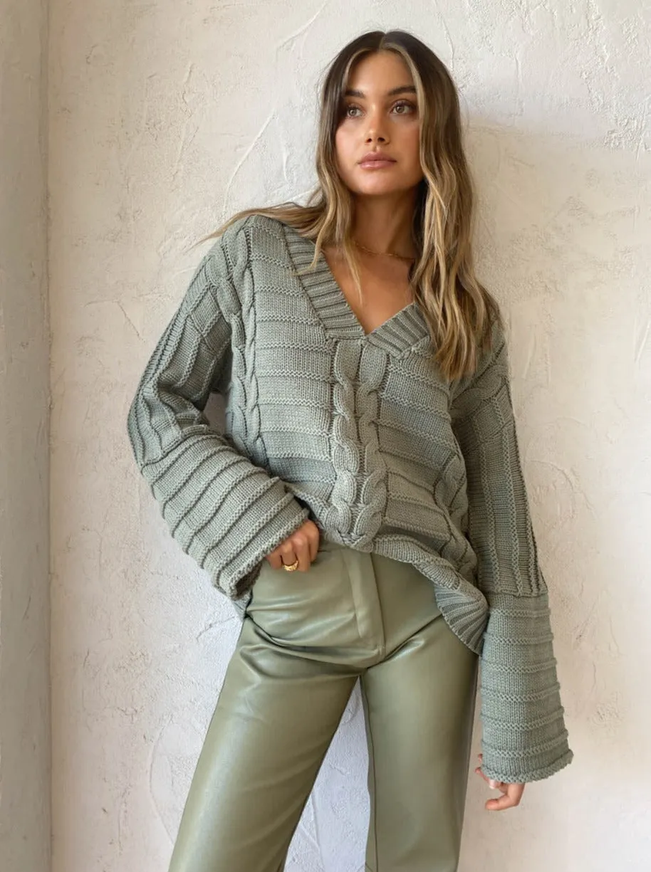 Sovere Influence Leatherette Pant in Green Tea