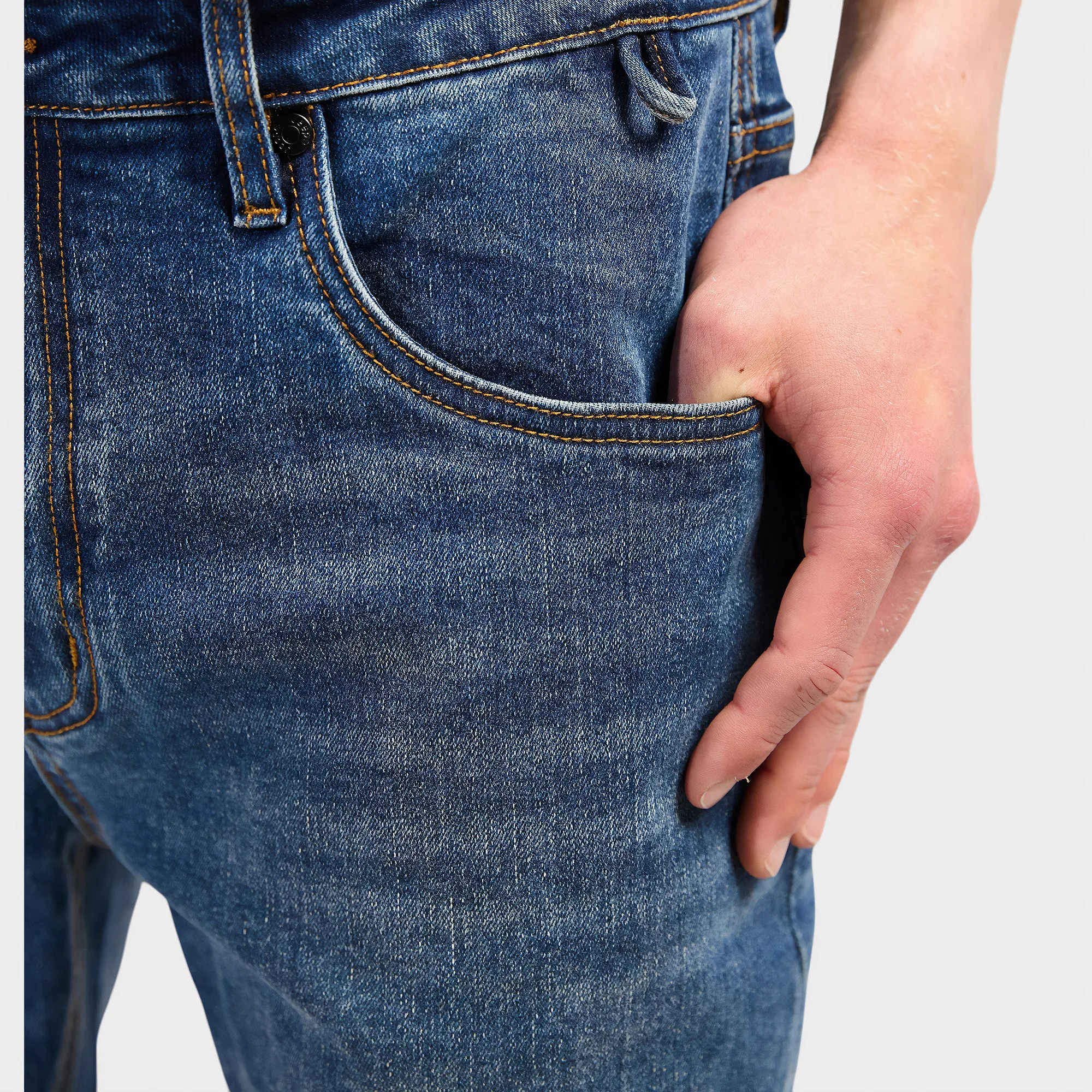 Straight Leg Mid Blue Denim