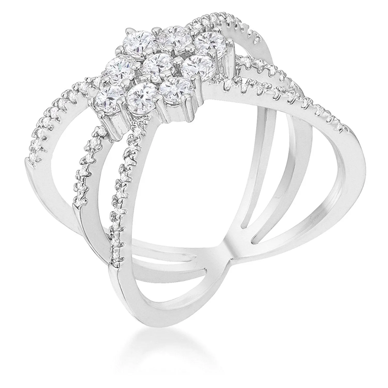 WildKlass Rhodium Plated 0.8ct CZ Delicate Triple Wrap Ring