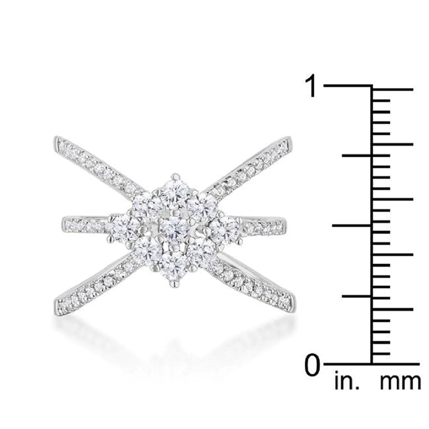 WildKlass Rhodium Plated 0.8ct CZ Delicate Triple Wrap Ring