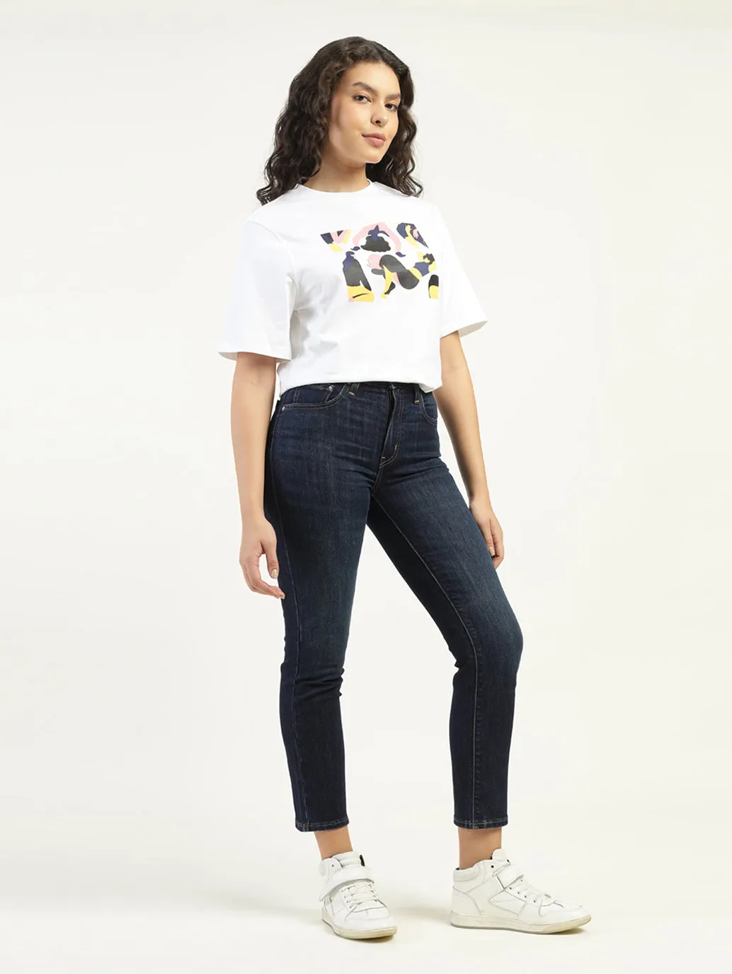 Women's High Rise 724 Slim Straight Fit Dark Blue Jeans