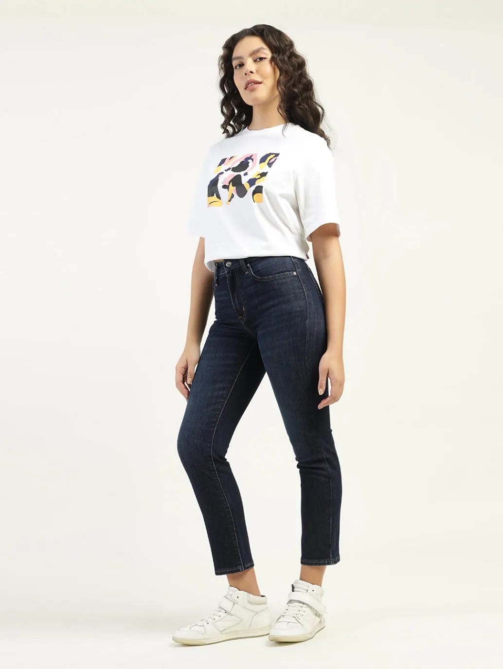 Women's High Rise 724 Slim Straight Fit Dark Blue Jeans