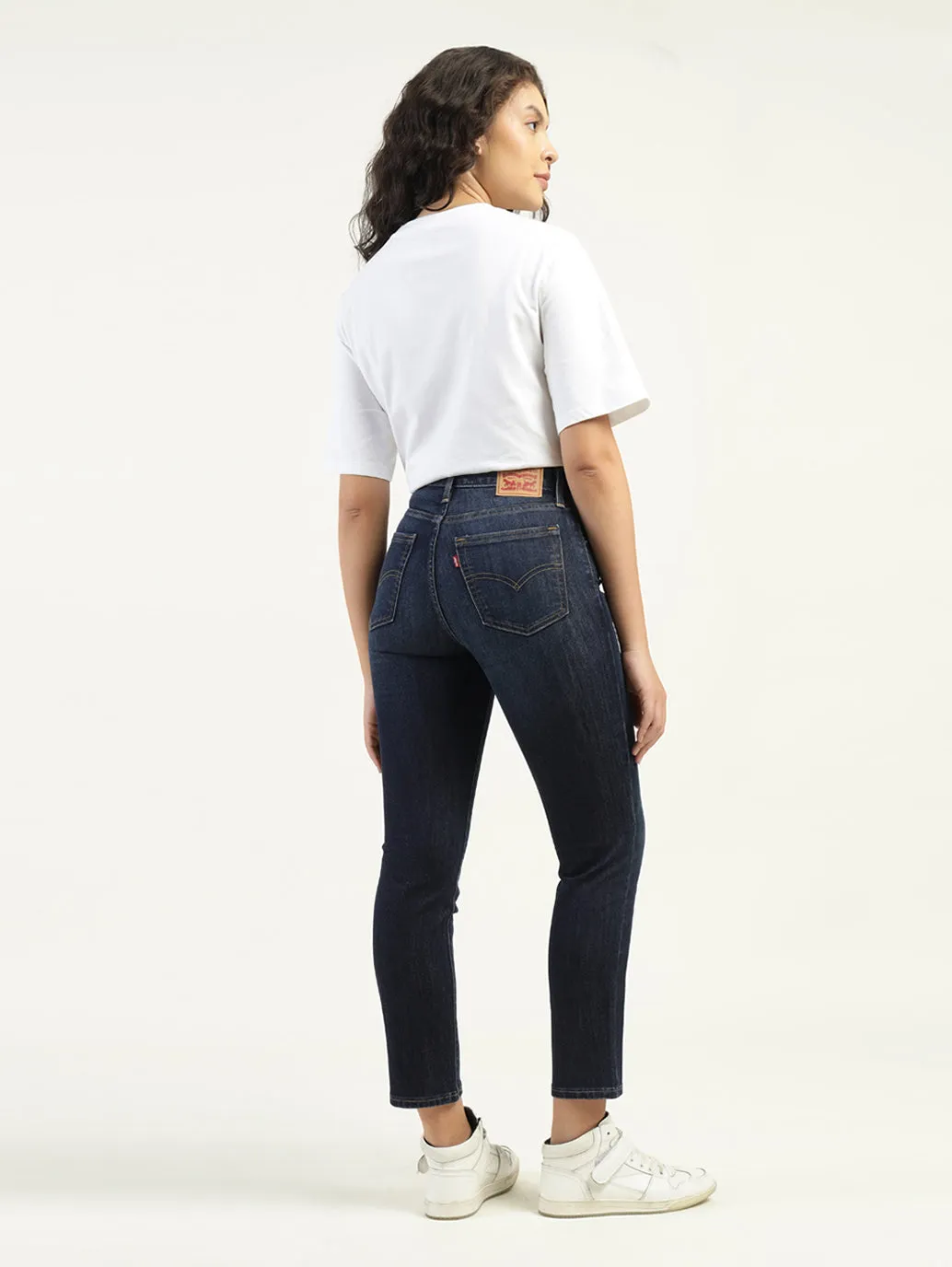Women's High Rise 724 Slim Straight Fit Dark Blue Jeans