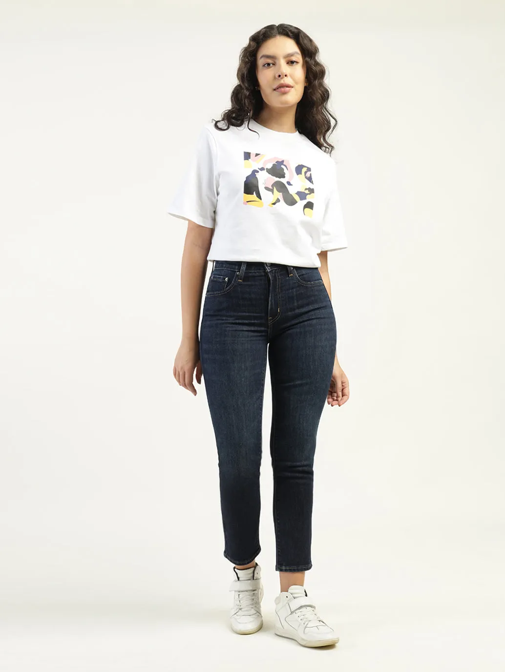 Women's High Rise 724 Slim Straight Fit Dark Blue Jeans